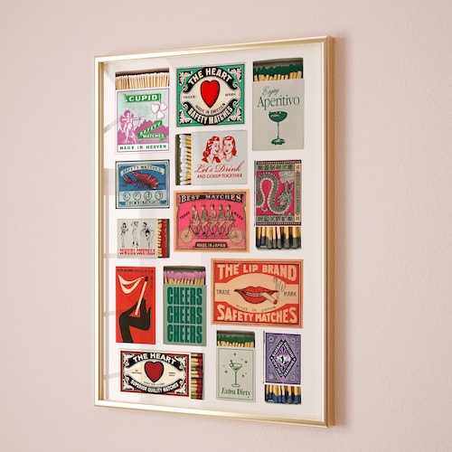 Vintage Matchbox Art Print, Retro Matchbook Poster (digital