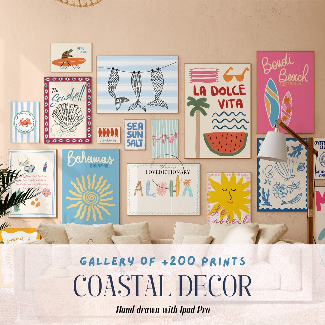 Coastal Gallery Wall Art Set, Beach House Decor (digital Download) - Etsy
