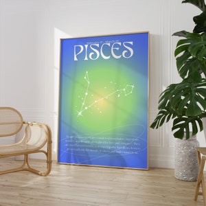 PISCES Star Sign Instant Download Print, Zodiac Art Printable, Spiritual Wall Art, Aura Gradient Poster , DIGITAL DOWNLOAD.