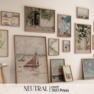 Bundle of 360 Neutral Wall Art, Coastal Gallery Wall Set, Landscape Printable Wall Art, Earth-Tone Home Decor, Vintage Wall Prints, Digital