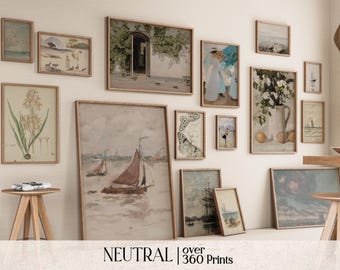 Neutral Gallery Wall Art Prints, Coastal Landscape Set (Digital)