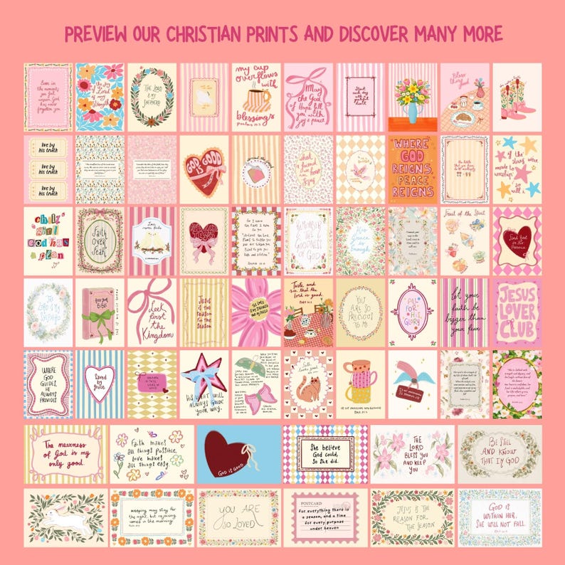 Christian Coquette Wall Art Bundle, Pink Bible Verse Prints (Digital Download) image 6