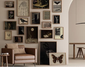 Dark Academia Gallery Wall Art Set, Moody Cottagecore Prints (Digital Download)