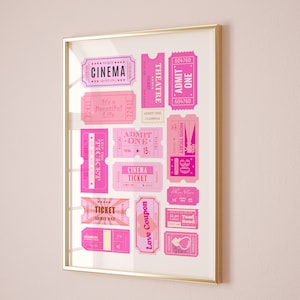 Arte de pared de moda, impresión retro rosa, cartel de billete de vida, cartel de apartamento universitario imprimible, impresiones digitales de dormitorio, habitación de muy buen gusto