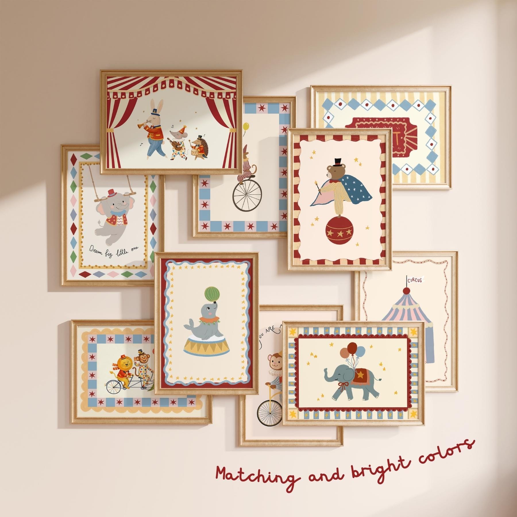 Vintage Circus Nursery Prints, Baby Animal Wall Art Set (20) (digital ...