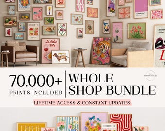 Entire Shop Sale, Bundle Wall Art, Vintage Gallery Set, Eclectic and Maximalist Prints, Kitchen Wall Decor,Boho Paintings, Trendy Posters