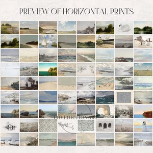 Puede incluir: Un collage de 48 fotograf&iacute;as horizontales de paisajes que muestran paisajes marinos, playas y escenas costeras. Las im&aacute;genes est&aacute;n dispuestas en una cuadr&iacute;cula y presentan varios tonos de azul, gris y blanco.