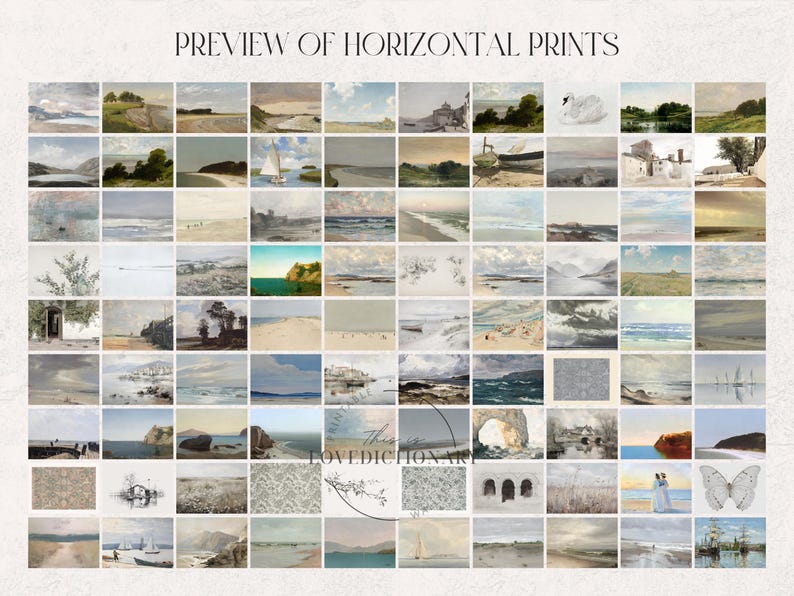 Puede incluir: Un collage de 48 fotograf&iacute;as horizontales de paisajes que muestran paisajes marinos, playas y escenas costeras. Las im&aacute;genes est&aacute;n dispuestas en una cuadr&iacute;cula y presentan varios tonos de azul, gris y blanco.