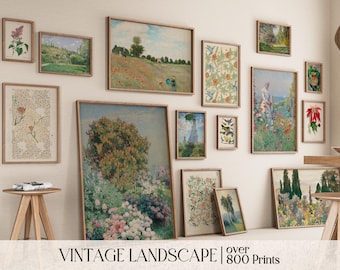 MEGA PAQUETE de láminas vintage de primavera, arte mural verde para galería (descarga digital)