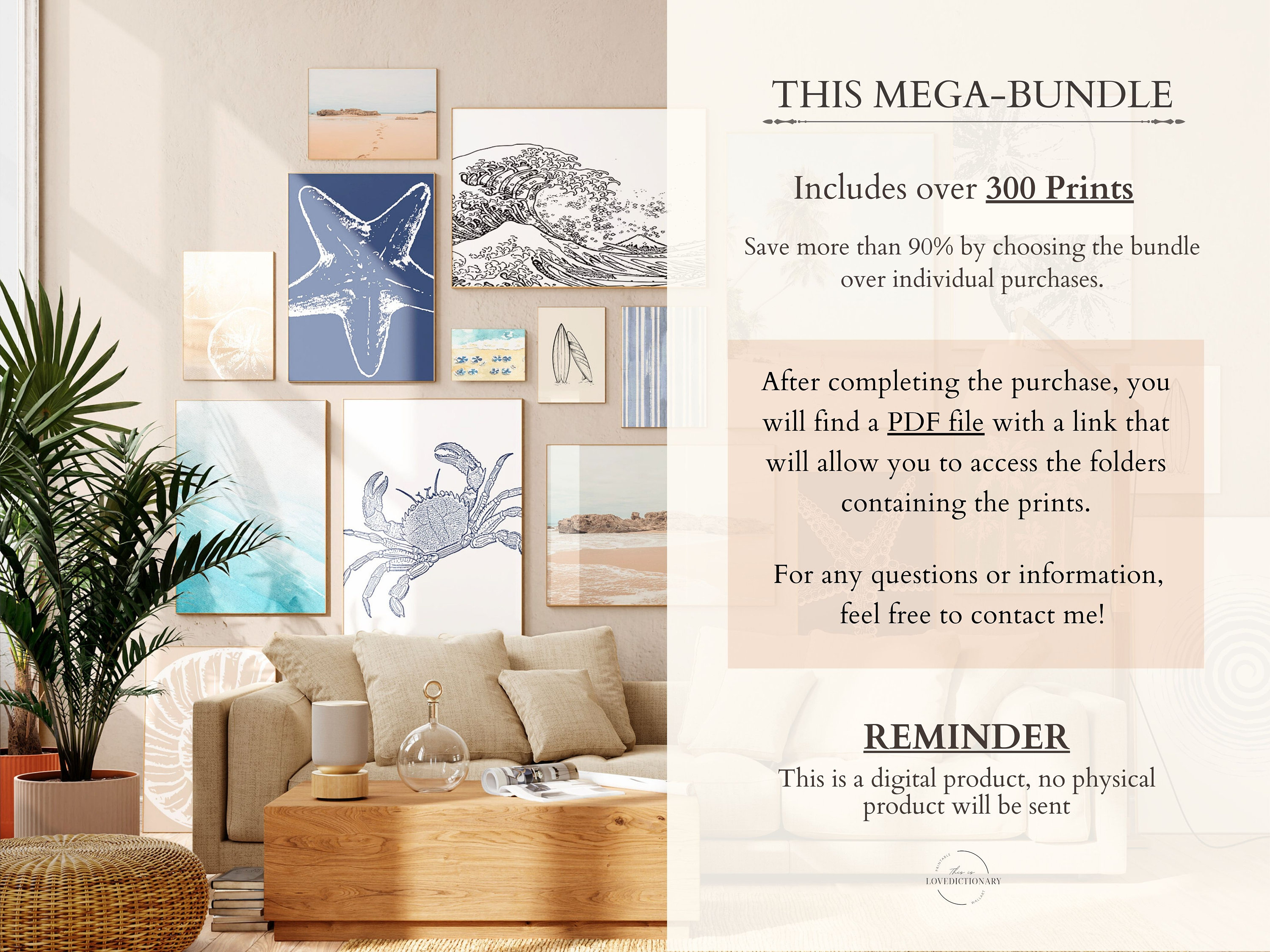 Coastal Gallery Wall Art Set, Beach House Decor (digital Download ...