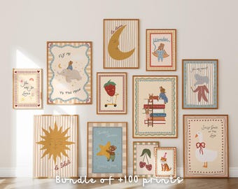 Boho Nursery Wall Art Bundle, Neutral Gender Neutral Prints (Digital Download)