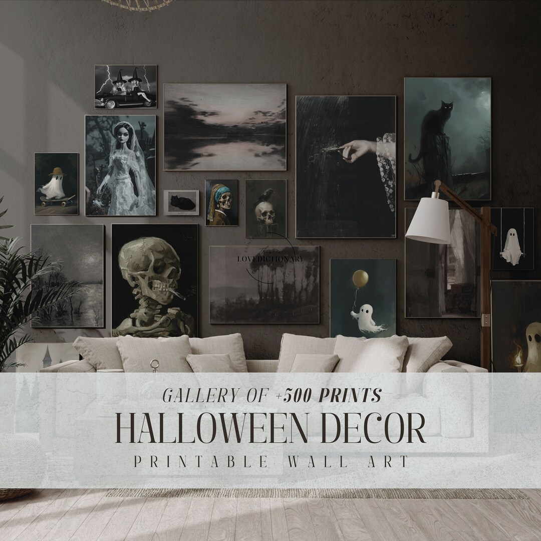 Vintage Halloween Prints MEGA BUNDLE, Halloween Wall Art, Dark Academia ...