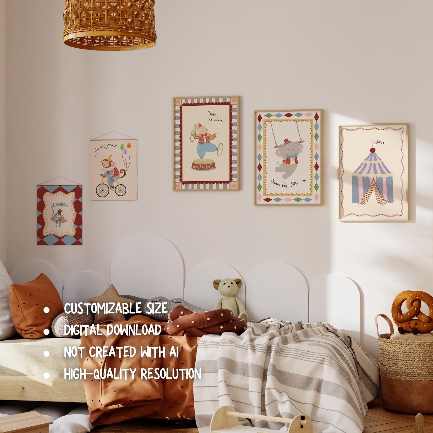 Vintage Circus Nursery Prints, Baby Animal Wall Art Set (20) (digital ...