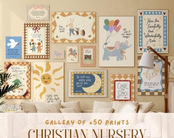 Christian Nursery Art Bundle, Bible Verse Prints (Digital Download)