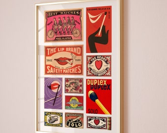 Vintage Matchbox Art Print, Retro Matches Poster (Digital Download)