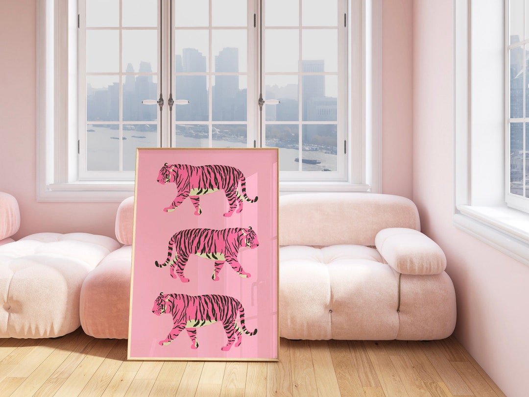 Preppy Pink Tigers Print Preppy WandDekor trendige Etsy.de