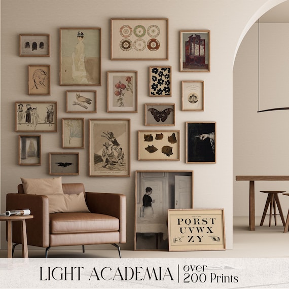 Cottagecore Gallery Wall Set, Light Academia Art (Digital Download)