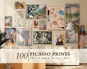 Set Picasso di 160 stampe, Download stampabile Picasso, Stampa d'arte astratta, Poster Picasso, Parete della galleria moderna, Set di arte della parete della Galleria Picasso