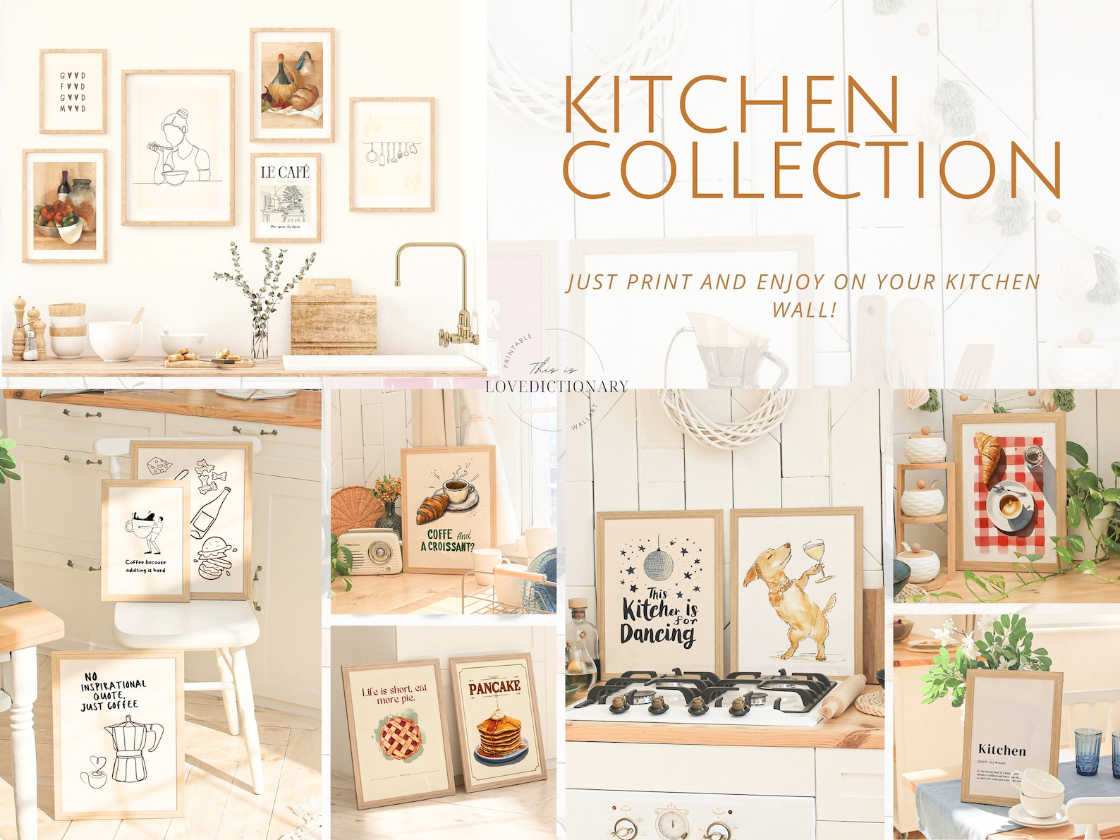 kitchen wall art, kitchen print, food prints, modern... Kitchen Gallery Wall Set of 250, Kitchen Wall Art, Food Prints, Modern ...
