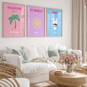 Lot de 24 affiches de voyage, décoration de chambre preppy, ensemble de collages muraux, décoration maximaliste, impressions tendance pour dortoirs, Bali Ibiza Capri Bondi Palm image 3