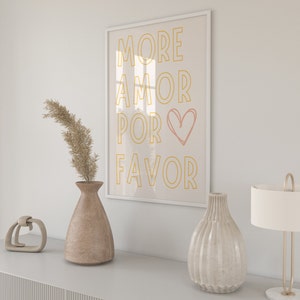 More Amor Por Favor Printable Art wall art, Maximalist Poster, Modern Colorful Eclectic, Love Quote Dopamine Colors Poster Eclectic Wall Art