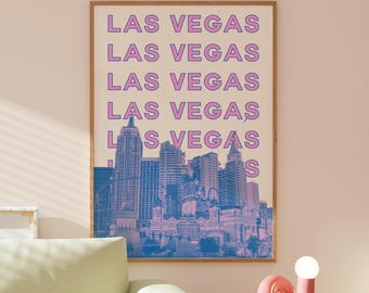 Las Vegas Skyline Art Print | Retro Travel Poster (Digital Download)