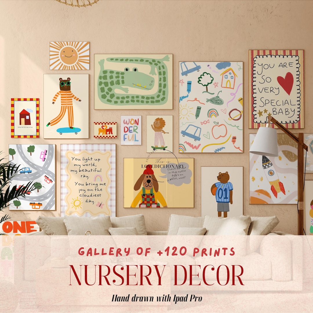Bundle of 120 Nursery Prints, Kids Room Wall Art, Kids Bedroom Print ...