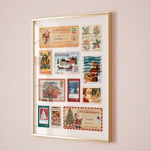 Vintage Ticket Print, Trendy Stamp Poster, Retro Christmas Wall Art, Funky Red Aesthetic Print for Apartment, Christmas Decor