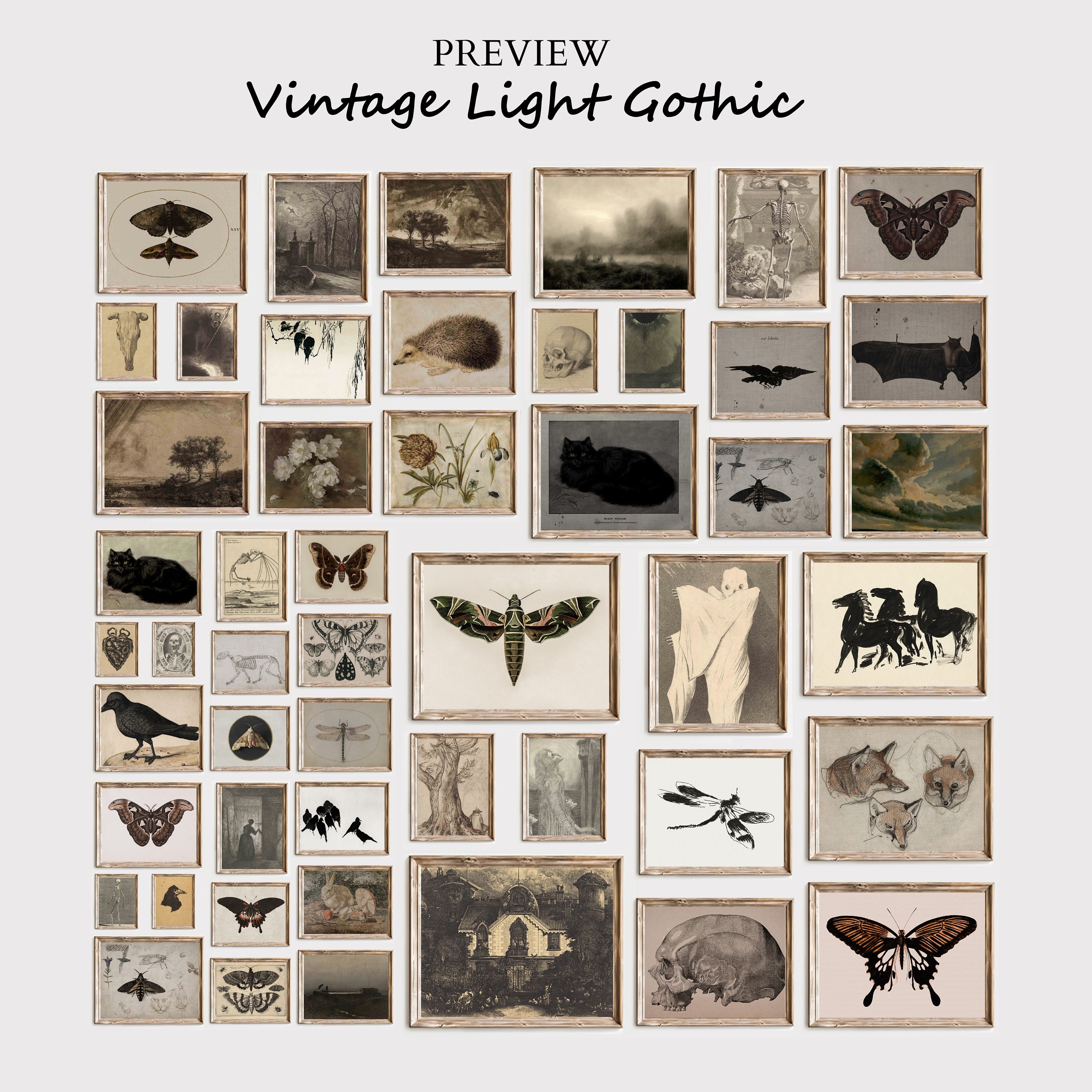 Dark Academia Gallery Wall Art Set, Moody Cottagecore Prints (digital ...