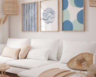 Blue Coastal Beach Prints, Gallery Wall Art (Digital Download)