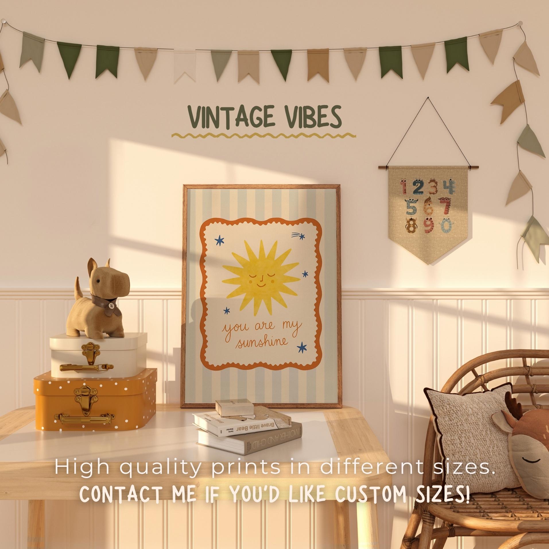 You Are My Sunshine Nursery Print, Vintage Sun Wall Art for Kids ...