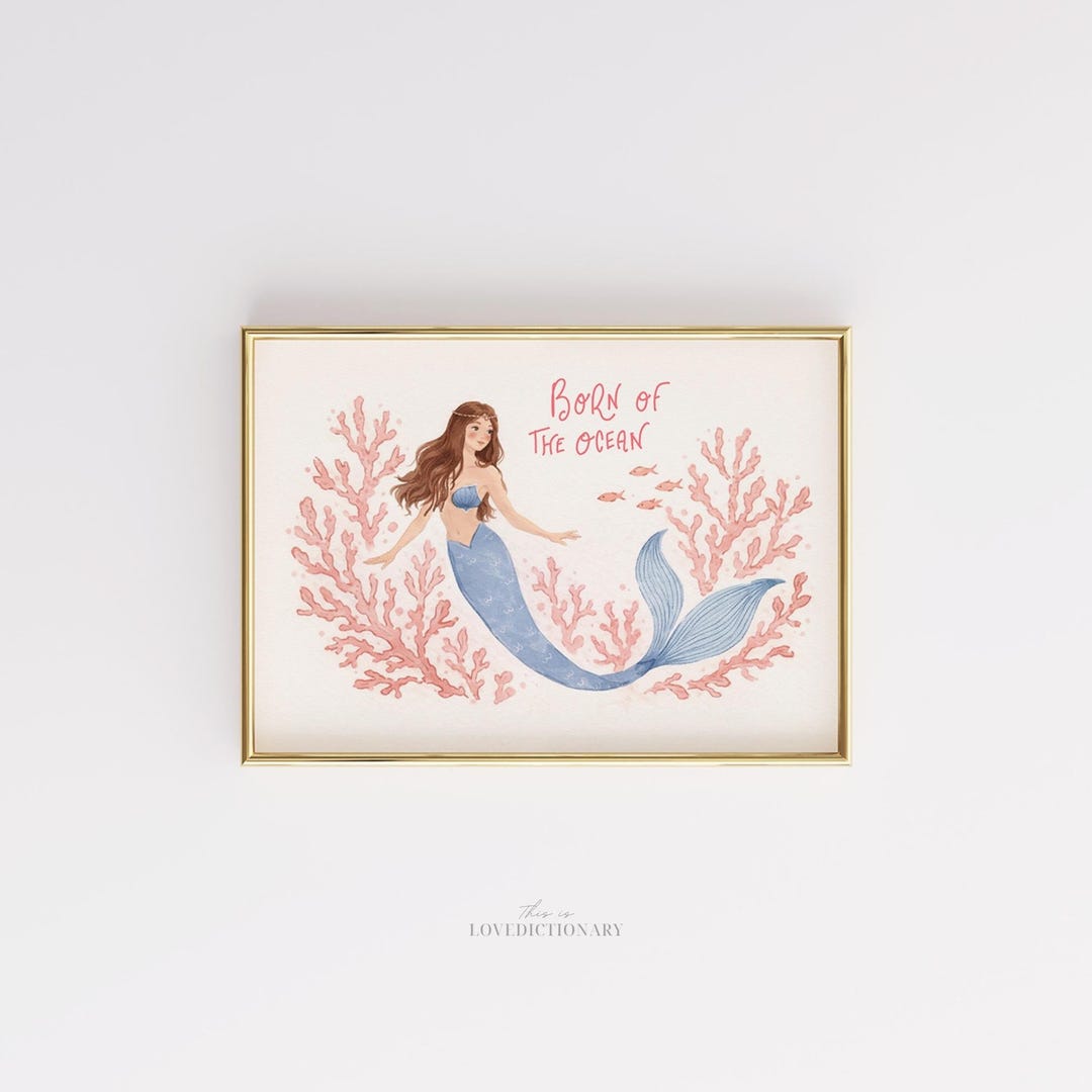 Mermaid Print, Pink Coral Coastal Wall Art (digital Download) - Etsy
