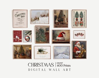 Rustic Christmas Print Set, Winter Gallery Wall (Digital Download)