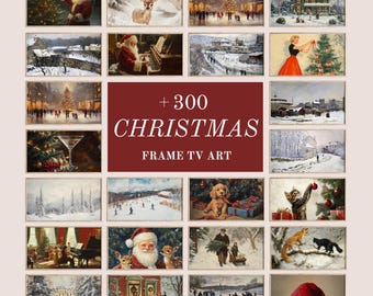 Christmas Frame TV Art Set +300, Vintage Winter Art, Landscape Oil Painting, Rustic Christmas Art Set, Samsung Frame TV Art,Vintage Painting