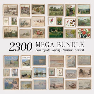 Vintage Printable Country Landscape Oil Painting Mega Bundle, Antique Farmhouse Vintage Neutral Wall Art, Summer Wall Prints, Digital Art