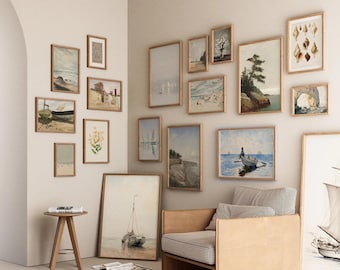 Mediterranean Summer Prints, Neutral Coastal Gallery Wall Art (Digital Download)