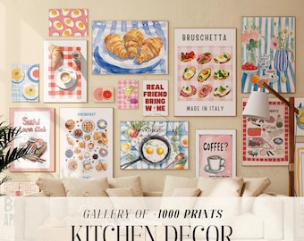 Kitchen Gallery Wall Set of 1000, Kitchen Wall Art, Food Prints, Modern Kitchen Decor, Dining Room Wall Art, Trendy Kitchen Decor, DIGITAL