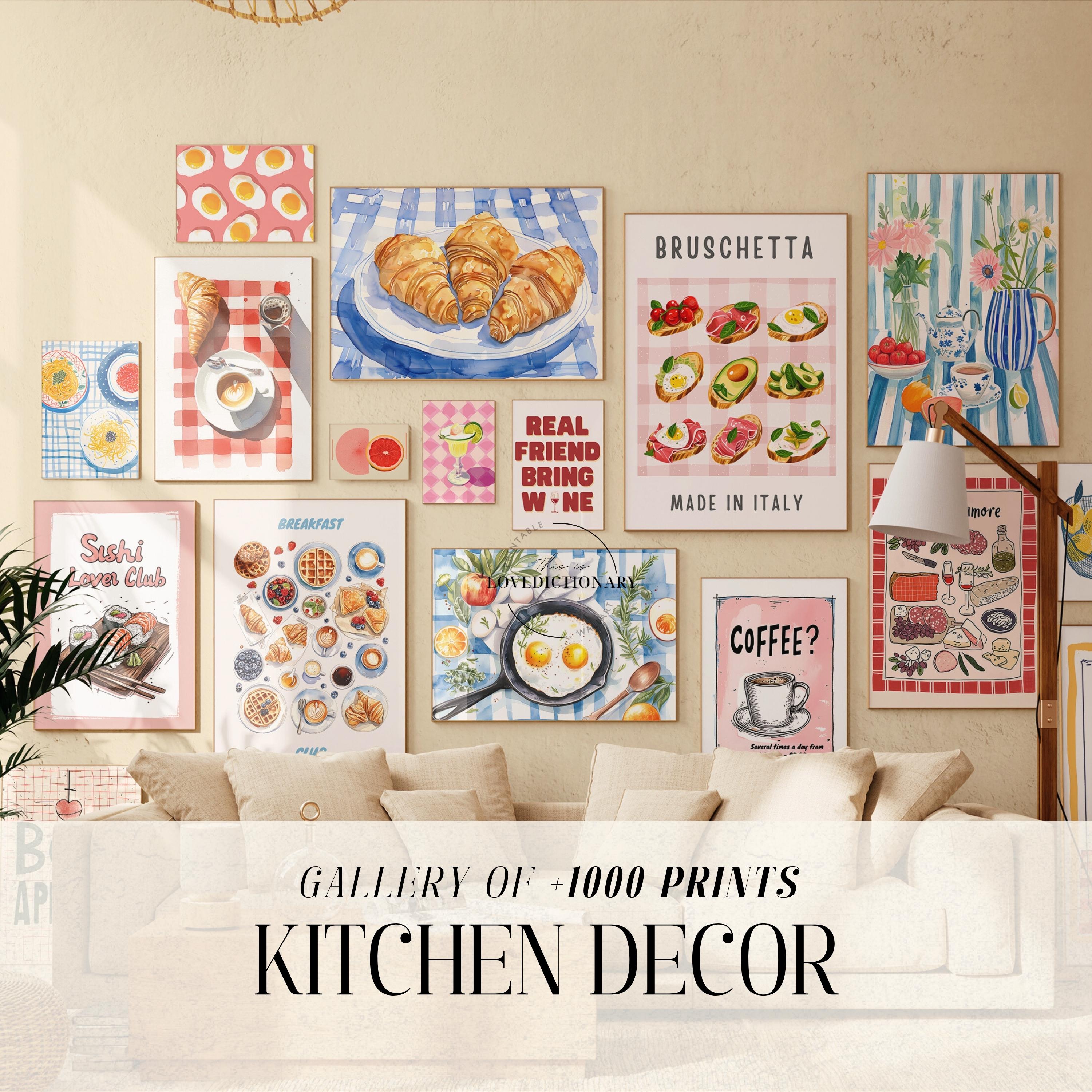 mega retro kitchen gallery wall art set of 90,... Kitchen Gallery Wall Set of 1000, Kitchen Wall Art, Food Prints, Modern ...