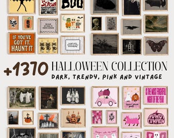 Vintage Halloween Art Prints Bundle, Spooky Ghost Decor (Digital Download)