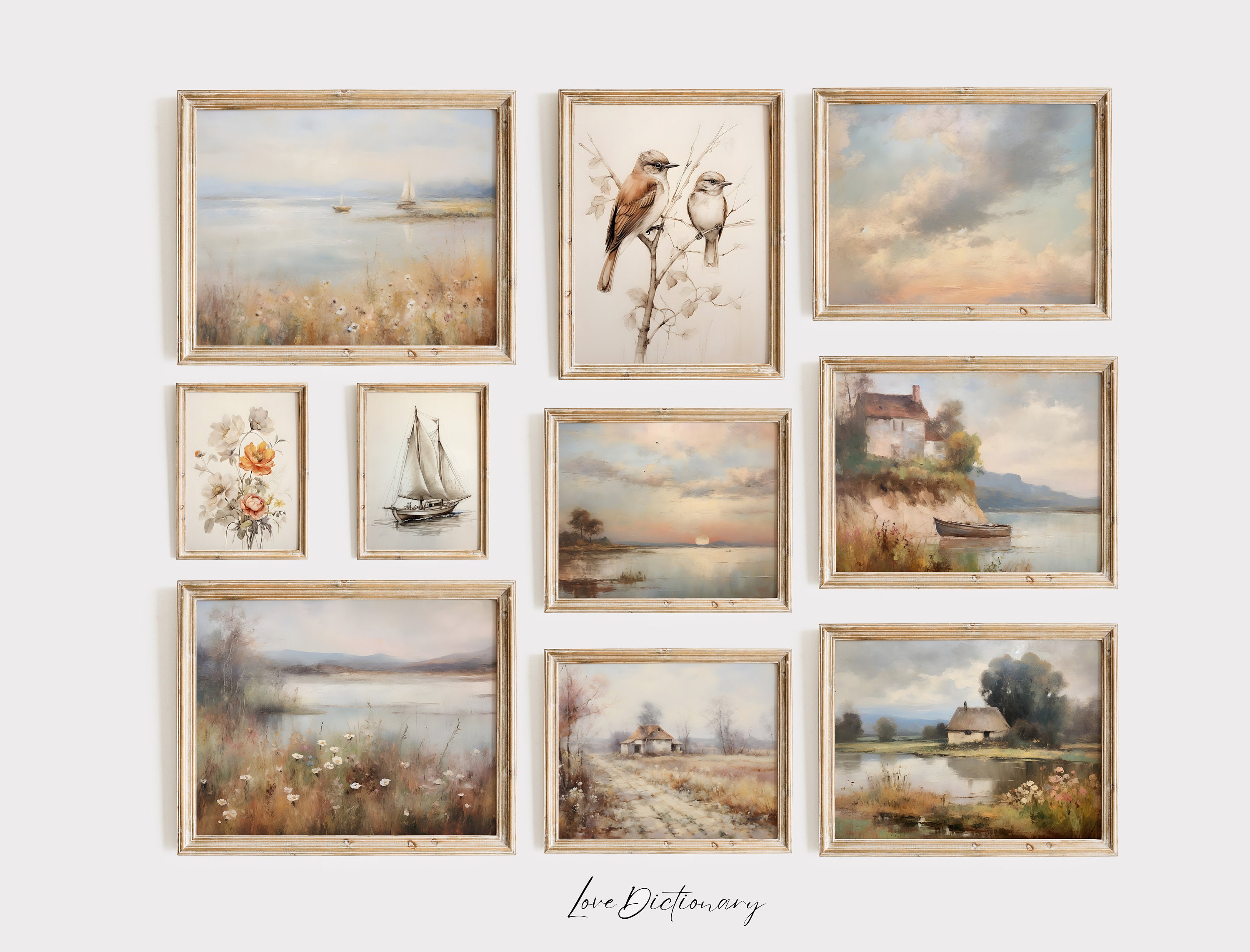 French Country Gallery Wall Print Set, Vintage Landscape Art (digital ...