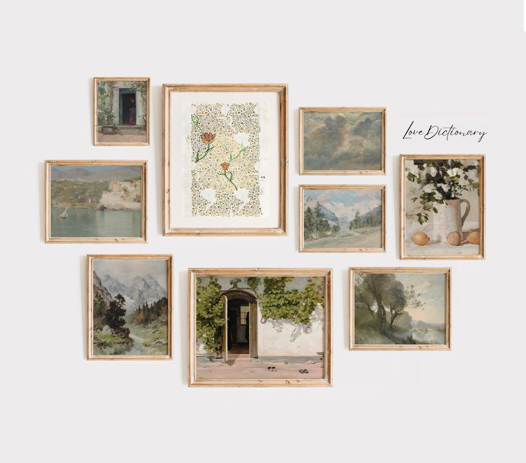 Vintage Mediterranean Wall Art, Set of 9 Prints, Mediterranean Decor