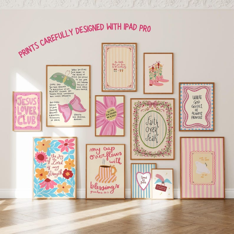 Christian Coquette Wall Art Bundle, Pink Bible Verse Prints (Digital Download) image 5