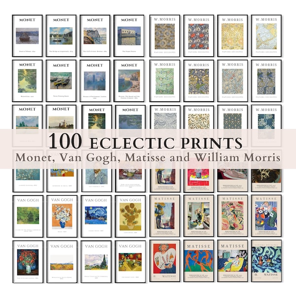 100+ Gallery Wall Set, MEGA BUNDLE MIX Set, Matisse Wall Art, Monet Poster, Morris Vintage Wall Set, Monet Decor, Digital Download