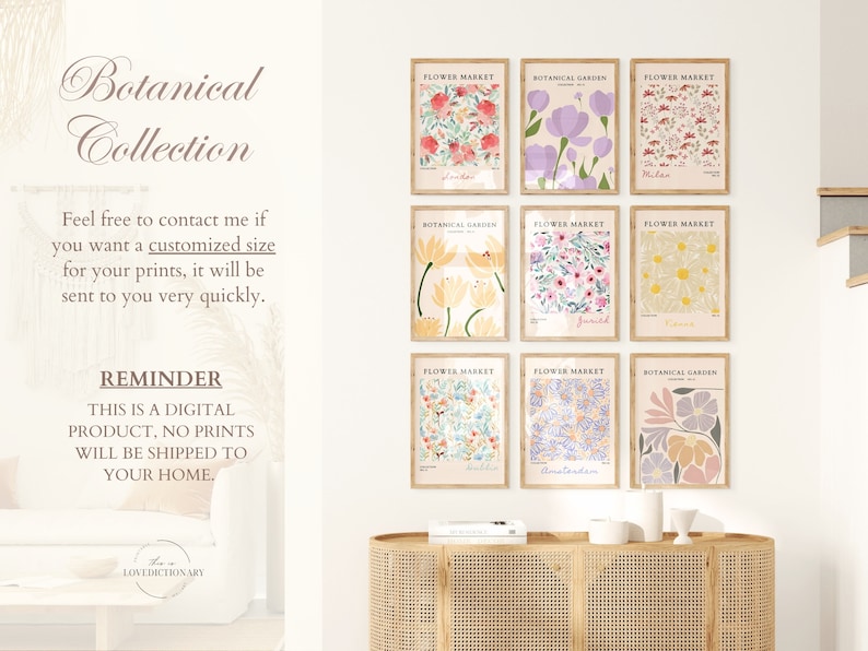 Flower Market Print Set of 100 Flower Gallery Wall Set, Trendy Floral Posters, Colorful Art Print Bundle, Botanical Art Set,Digital Download image 7