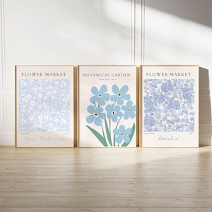 Flower Market Print Set 3, Flower Gallery Wall Set, Trendy Floral Posters, Colorful Art Print, Botanical Art Set,Digital Download