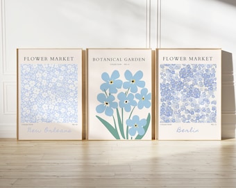 Juego de láminas decorativas para pared con temática de mercado floral, pósteres botánicos florales (descarga digital)