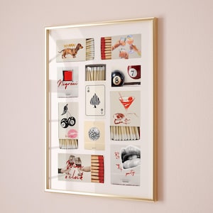 Vintage Matchbox Print, Trendy Matches Poster, Retro Matchbook Wall Art, Bar Cart Aesthetic Print for Apartment, INSTANT DOWNLOAD