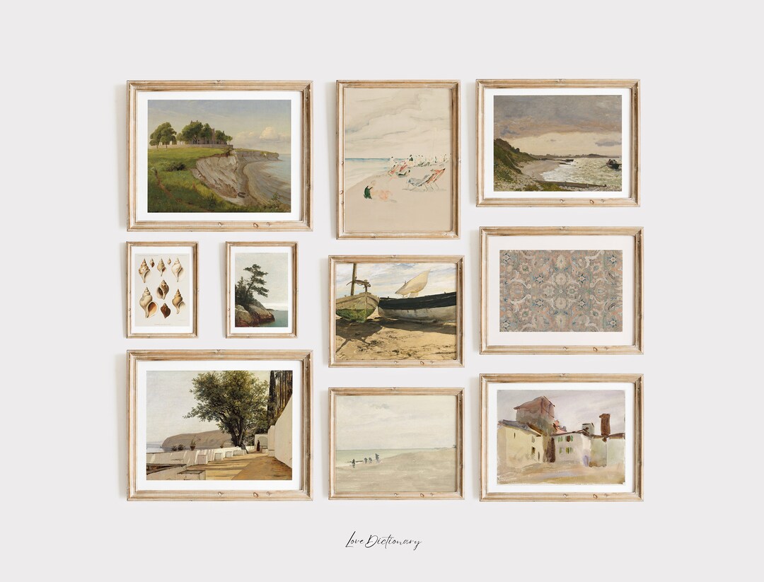 Vintage Beach Wall Art Set of 10 Prints Coastal Art Prints Nautical