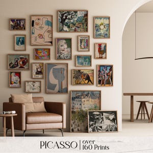 Set di 160 stampe Picasso, download stampabile di Picasso, stampa d'arte astratta, poster di Picasso, parete della galleria moderna, set di arte della parete della galleria di Picasso