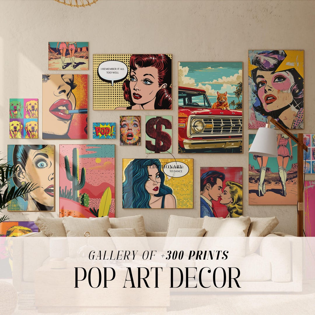 300枚のレトロポップアートウォールコラージュキット、ヴィンテージ